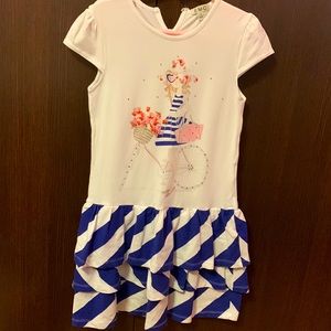 Casual white and blue dress